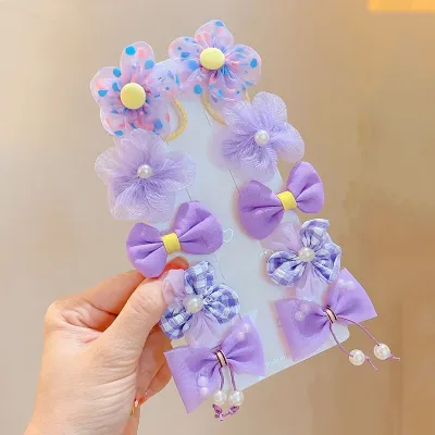 10 pcs Korean Cute Fashion Bow Flower Kids Hairclip Set(1 Pata)